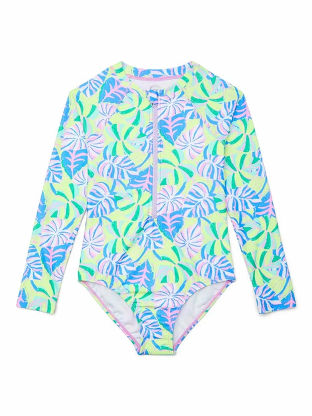 Girls XXL Tropical One Piece Rash Guard Swimsuit Bright Lilly Style Print
